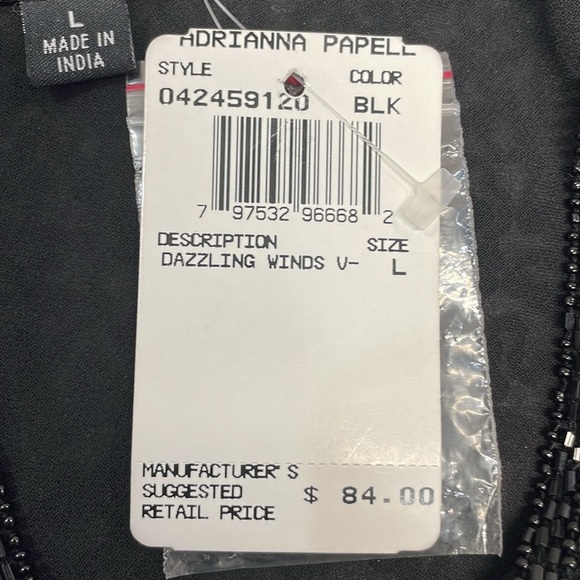 NWT Adrianna Papell Silk V-neck Sequin Flutter Sleeve Evening Dazzling Winds L - Picture 11 of 14